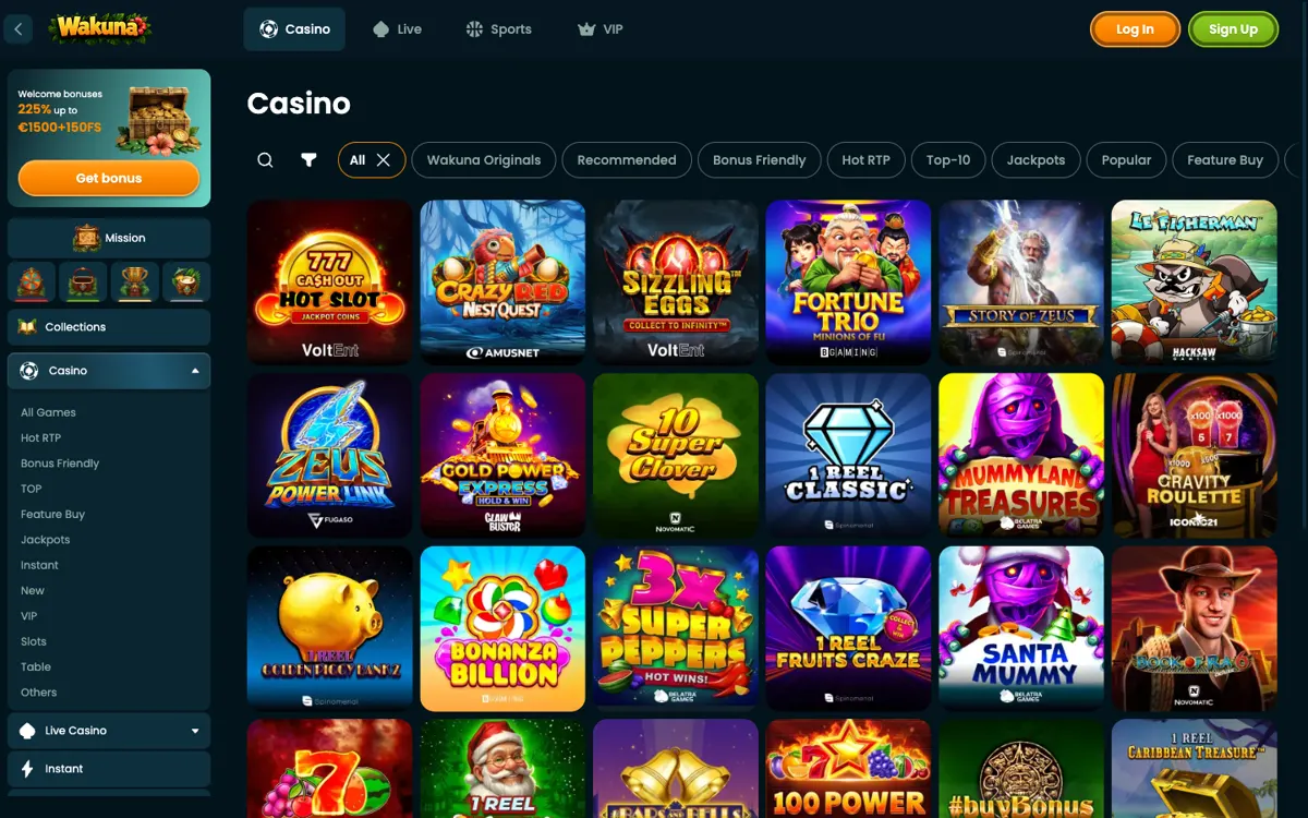 De lobby met populaire spellen